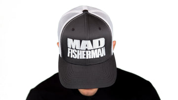 “MAD FISHERMAN” Gray Snapback (white mesh)